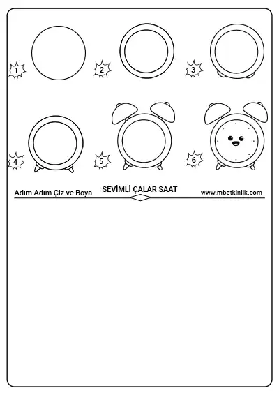 Sevimli Çalar Saat – Adım Adım Çiz ve Boya Etkinliği