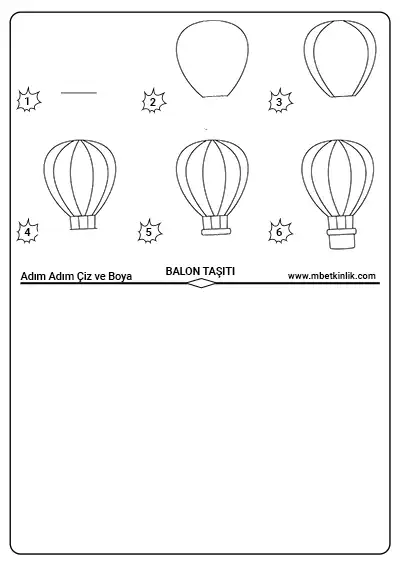 Balon Taşıtı – Adım Adım Çiz ve Boya Etkinliği