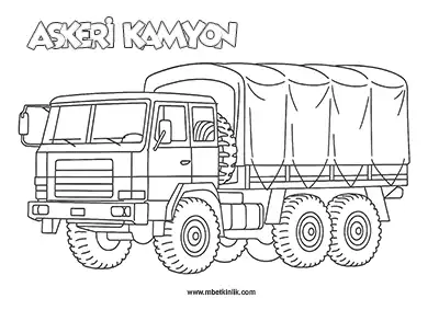 Kara Yolu Taşıtı: Askeri Kamyon Boyama Sayfası