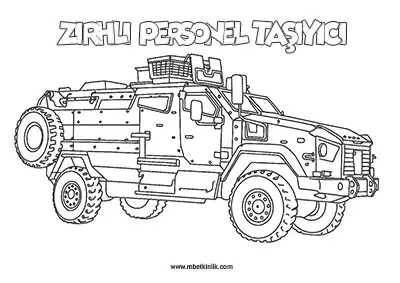Kara Yolu Taşıtı: Zırhlı Personel Taşıyıcı Boyama Sayfası