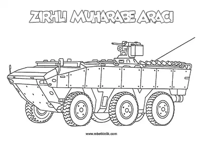 Kara Yolu Taşıtı: Zırhlı Muharebe Aracı Boyama Sayfası