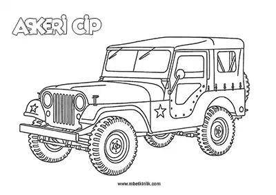 Kara Yolu Taşıtı: Askeri Cip (Jeep) Boyama Sayfası