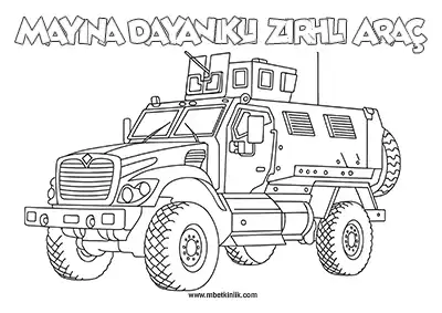 Kara Yolu Taşıtı: Mayına Dayanıklı Zırhlı Araç Boyama Sayfası