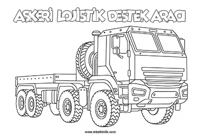 Kara Yolu Taşıtı: Askeri Lojistik Destek Aracı Boyama Sayfası