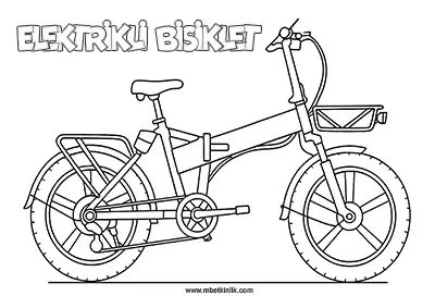 Kara Yolu Taşıtı: Elektrikli Bisiklet Boyama Sayfası