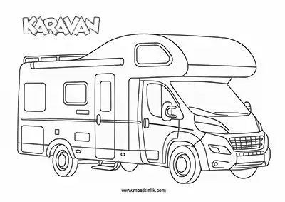 Kara Yolu Taşıtı: Karavan Boyama Sayfası