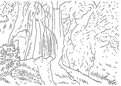 Hakkari Ore Şelalesi Boyama Sayfası