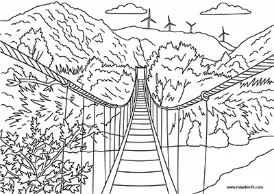 Hatay Yeşilyazı Asma Köprüsü Boyama Sayfası