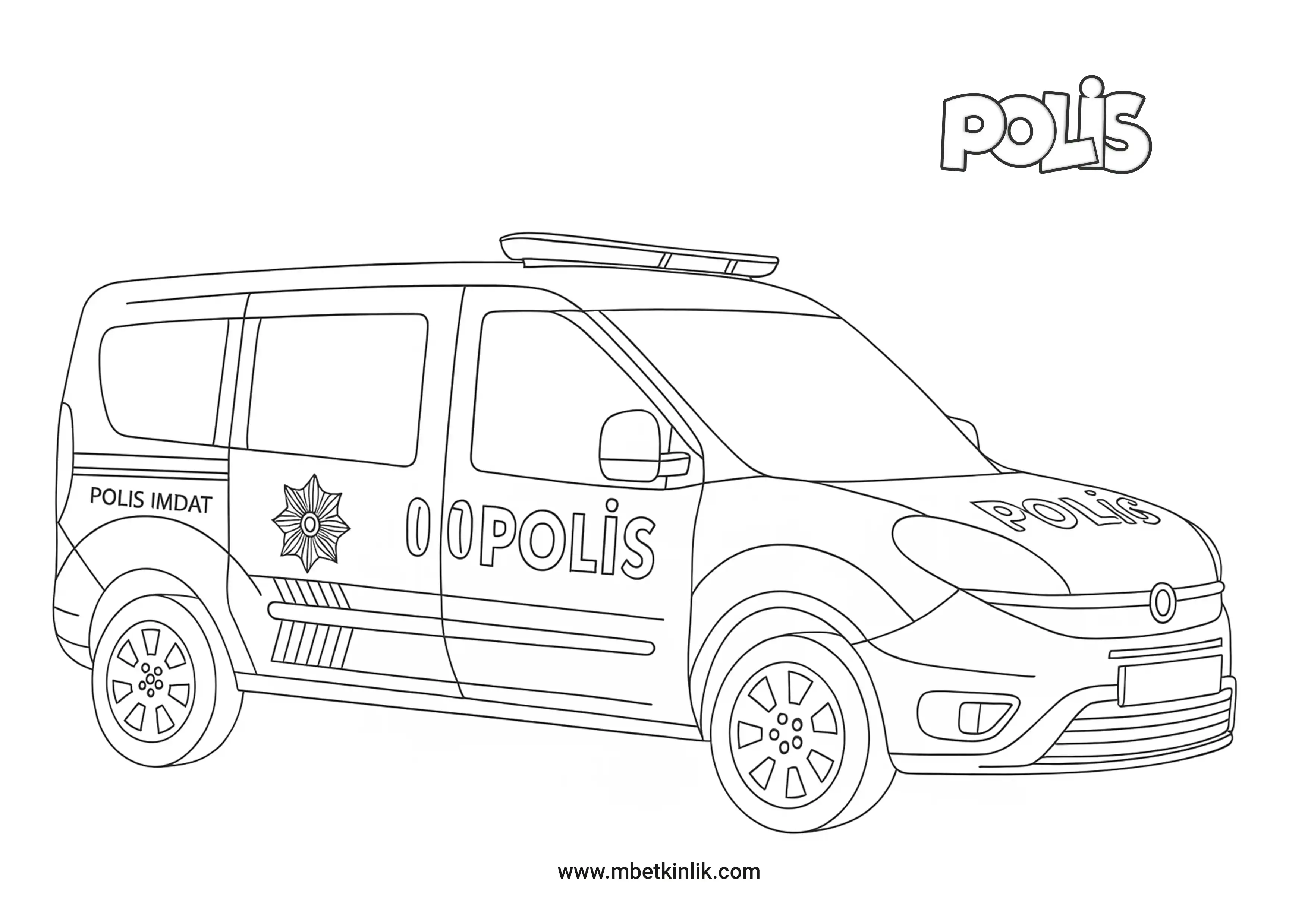 Kara Yolu Taşıtı: Polis Aracı Boyama Sayfası