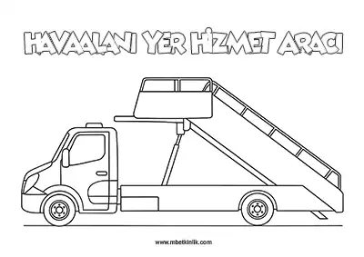 Kara Yolu Taşıtı: Havaalanı Yer Hizmet Aracı Boyama Sayfası