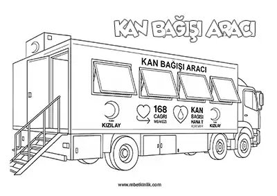 Kara Yolu Taşıtı: Kan Bağışı Aracı Boyama Sayfası