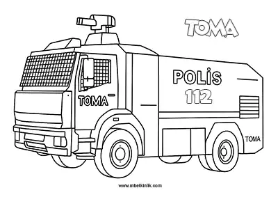 Kara Yolu Taşıtı: Toma Aracı Boyama Sayfası