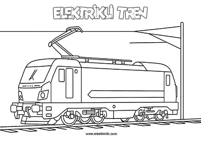 Demir Yolu Taşıtı: Elektrikli Lokomotif Boyama Sayfası