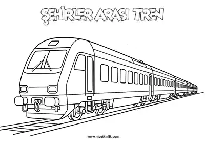 Demir Yolu Taşıtı: Şehirler Arası Tren Boyama Sayfası