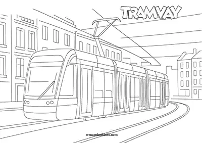 Demir Yolu Taşıtı: Modern Tramvay Boyama Sayfası