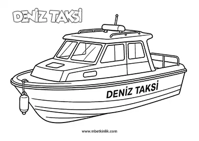 Deniz Yolu Taşıtı: Deniz Taksi Boyama Sayfası