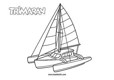 Deniz Yolu Taşıtı: Trimaran Boyama Sayfası
