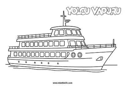 Deniz Yolu Taşıtı: Yolcu Vapuru Boyama Sayfası