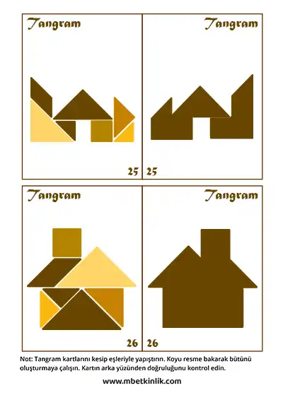 Tangram Kartları – Çatılı Yapı Şekilleri (25-26)