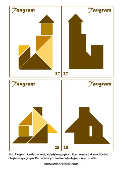 Tangram Kartları – Kule ve Ev Şekilleri (27-28)