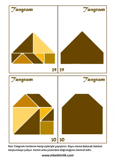 Tangram Kartları – Çatı ve Kulübe Şekilleri (29-30)