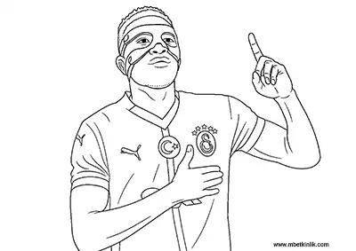 Victor Osimhen ile Eli Göğsünde Gol Sevinci Boyama Sayfası