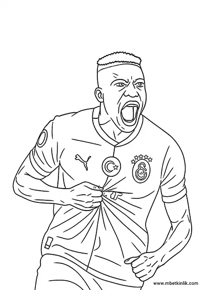Victor Osimhen ile Coşkulu Gol Sevinci Boyama Sayfası