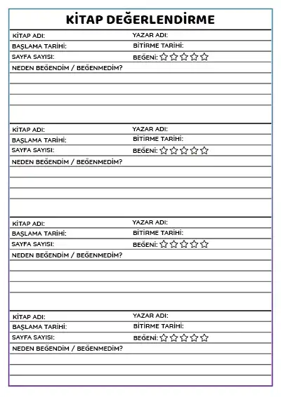 Kitap Değerlendirme Formu – Beğeni ve Yorum Sayfası