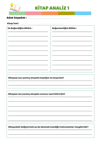 Kitap Analiz Formu 1 – Beğenilen ve Değiştirilen Bölümler