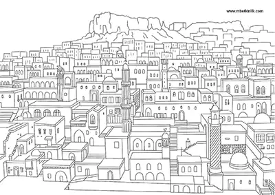 Mardin Tarihi Evleri Boyama Sayfası