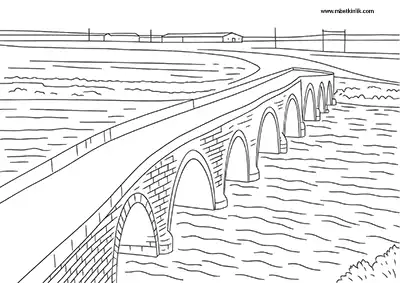 Muş Tarihi Murat Köprüsü Boyama Sayfası