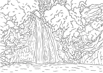 Bayburt Sırakayalar Şelalesi Boyama Sayfası