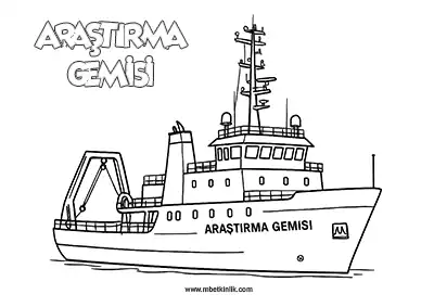 Deniz Yolu Taşıtı: Araştırma Gemisi Boyama Sayfası