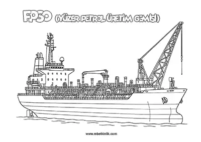Deniz Yolu Taşıtı: FPSO (Yüzer Petrol Üretim Gemisi) Boyama Sayfası