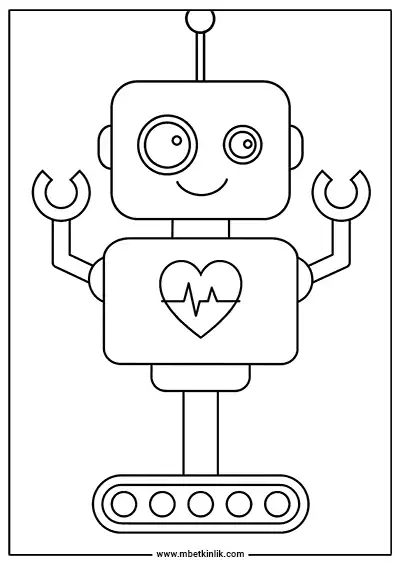 Sevimli Kalpli Robot Boyama Sayfası