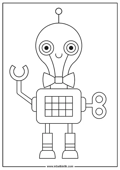Papyonlu Kurmalı Robot Boyama Sayfası