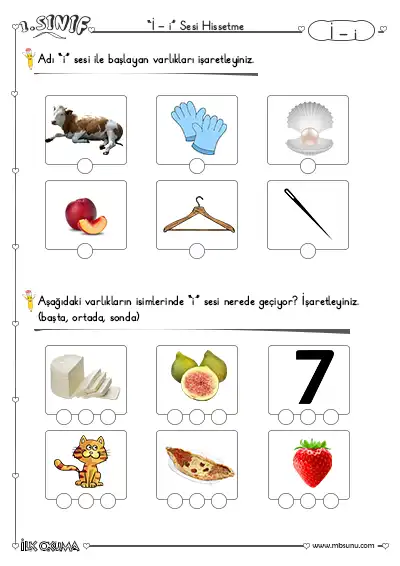 1. Sınıf İlk Okuma İ Sesi Hissettirme Etkinliği – Çiçekleri Boya