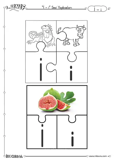 1. Sınıf İlk Okuma İ Sesi Yapboz Etkinliği