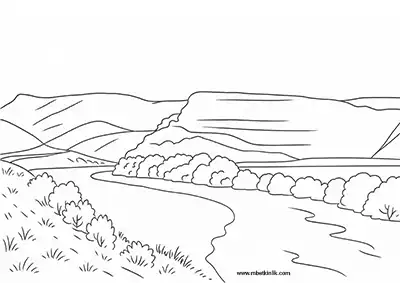 Iğdır Aras Nehri Manzarası Boyama Sayfası