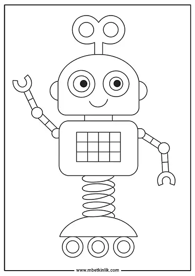 Zıplayan Kurmalı Robot Boyama Sayfası