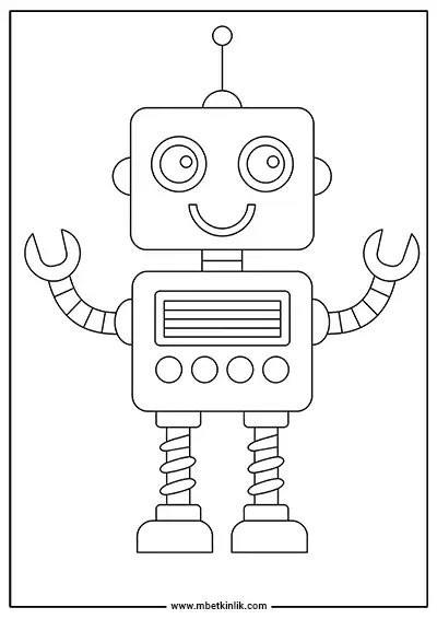 Yay Bacaklı Sevimli Robot Boyama Sayfası