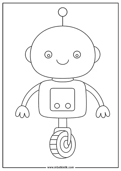 Tek Tekerlekli Sevimli Robot Boyama Sayfası