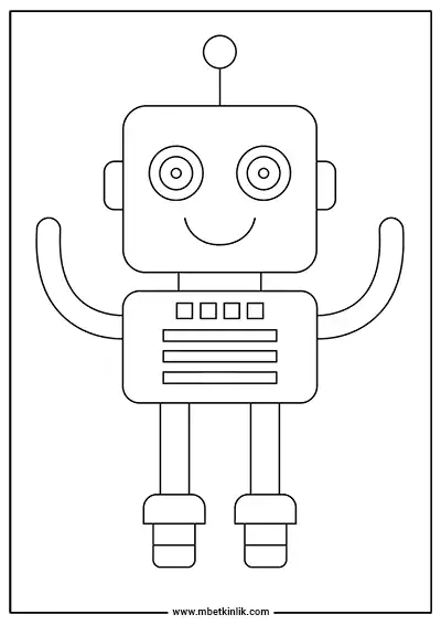 Geniş Ekranlı Sevimli Robot Boyama Sayfası