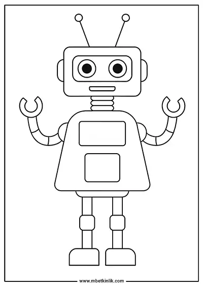 İkili Antenli Sevimli Robot Boyama Sayfası