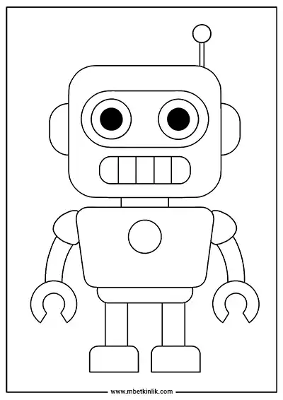 Dişlerini Gösteren Sevimli Robot Boyama Sayfası