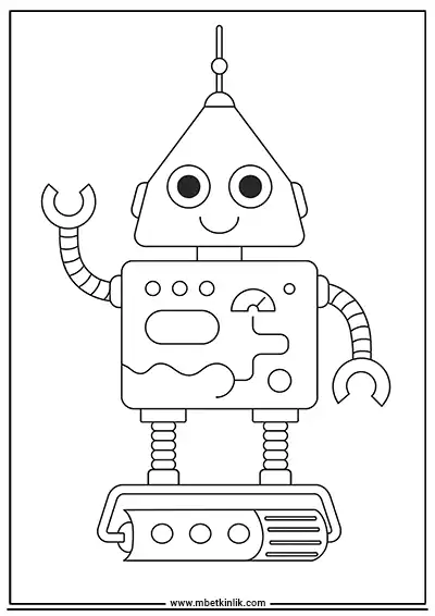 Üçgen Kafalı Paletli Robot Boyama Sayfası