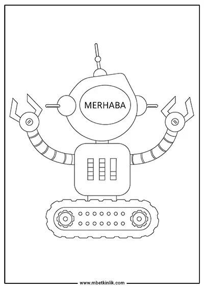 Merhaba Diyen Paletli Robot Boyama Sayfası
