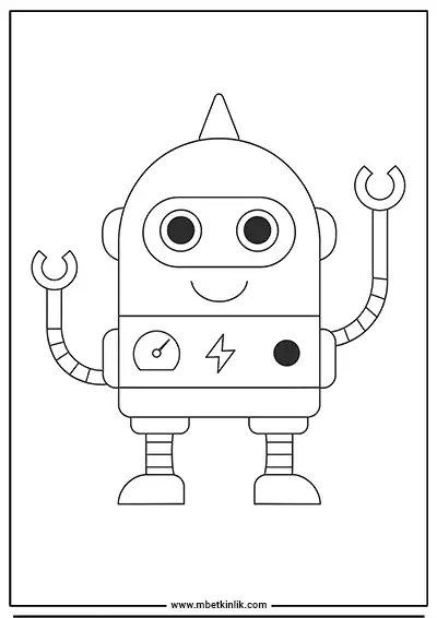 Şimşek Simgeli Sevimli Robot Boyama Sayfası