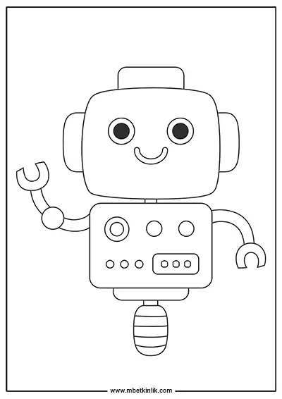 Sevimli Tek Tekerlekli Robot Boyama Sayfası