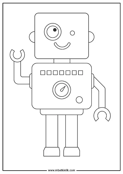Tek Gözlü Sevimli Robot Boyama Sayfası